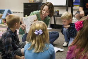 Ms. Emily teaching 3 & 4 year-olds.